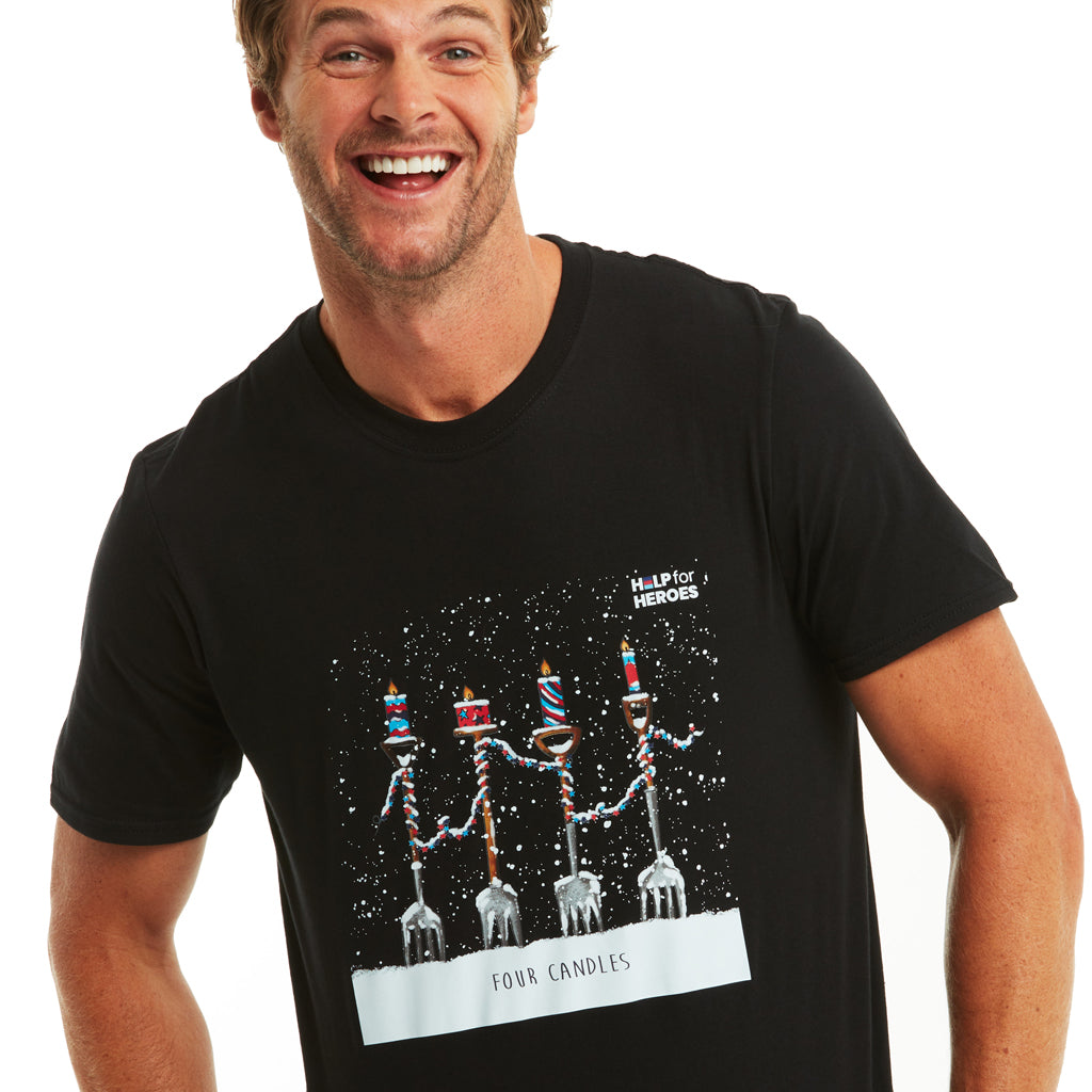 Black Four Candles TShirt Help for Heroes