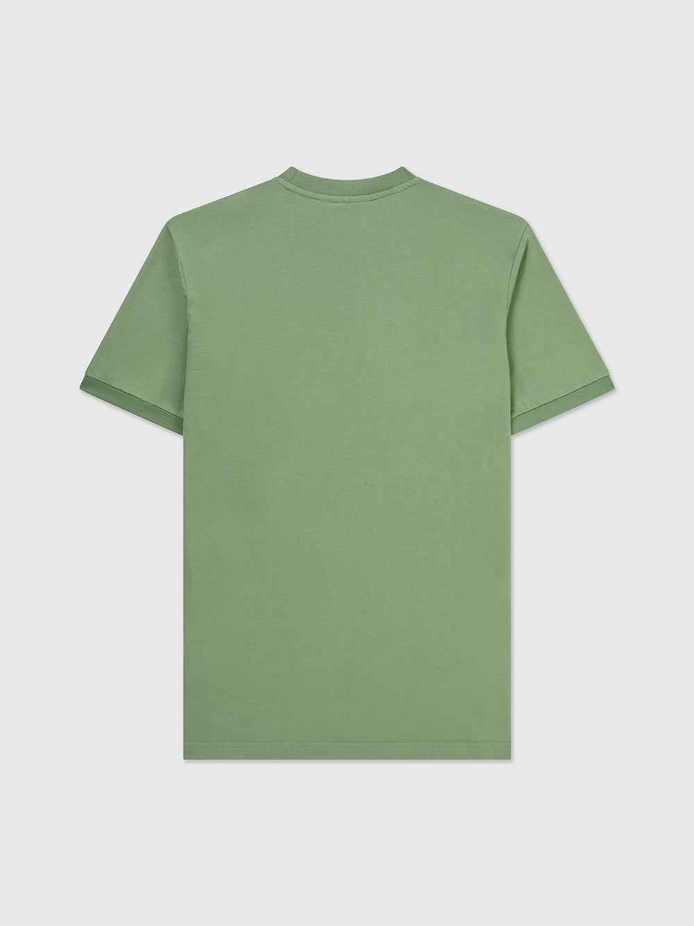Back image of washed green t-shirt with a chest pocket and a subtle Help for Heroes embroidered logo on the sleeve