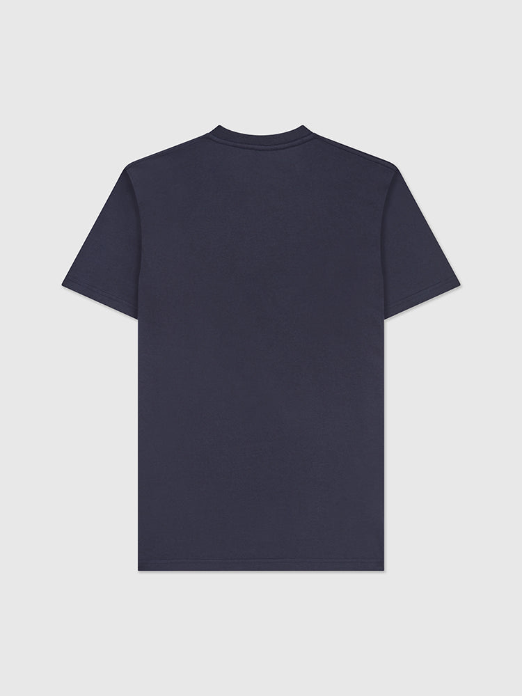 Back image of navy Help for Heroes t-shirt, featuring the stretcher bearer design