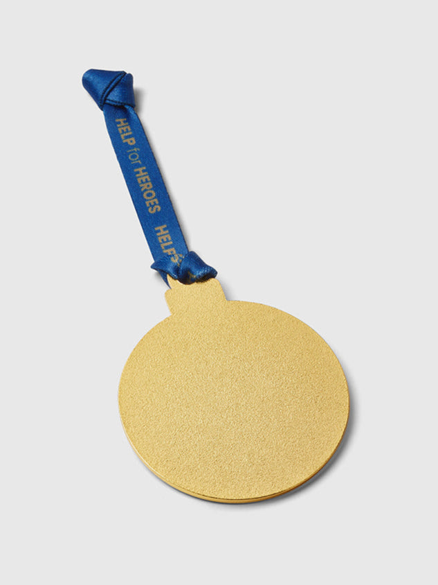 Help for Heroes enamel xmas decoration depicting a tri-colour bauble