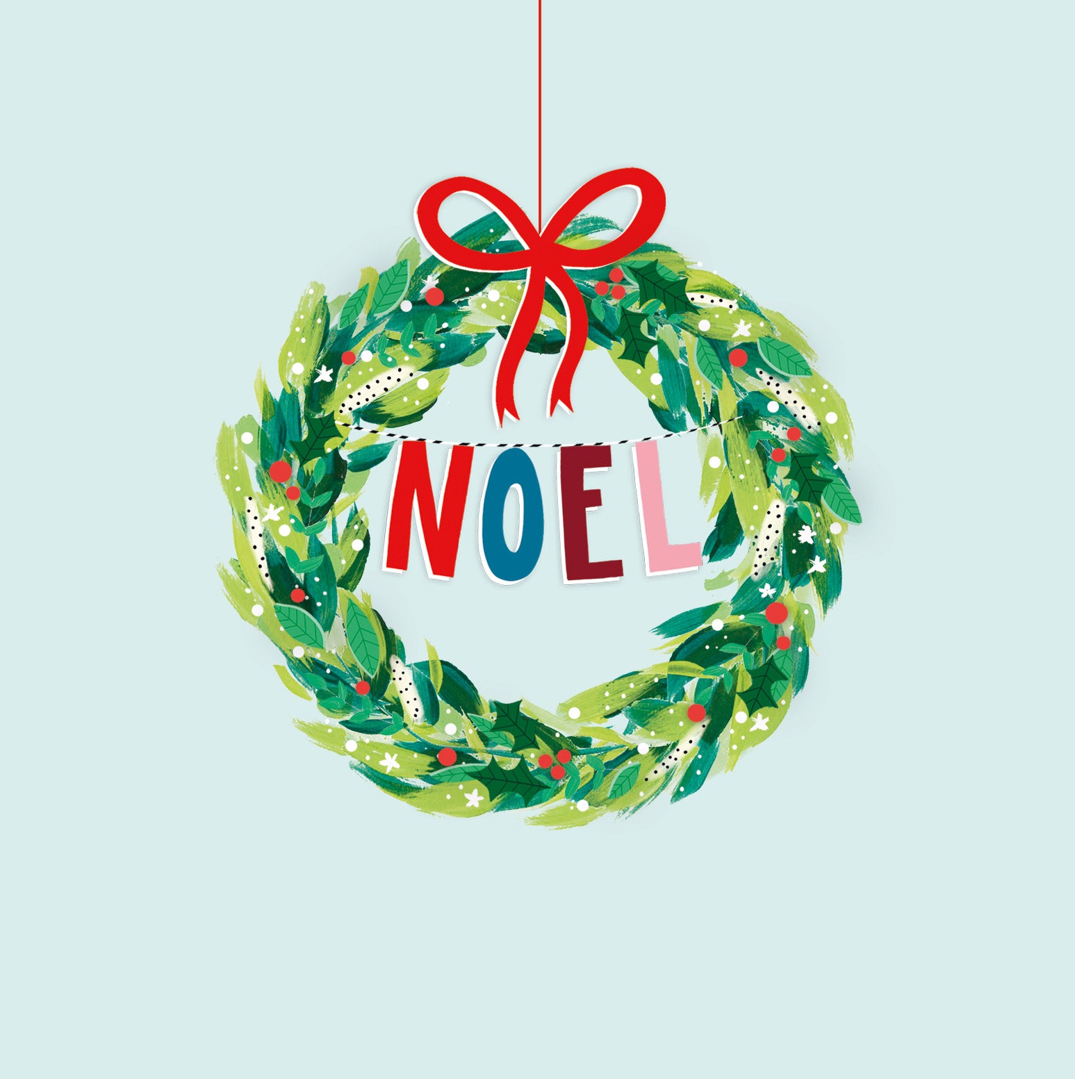 Help for Heroes Charity Christmas card featuring an Xmas wreath displaying Noel