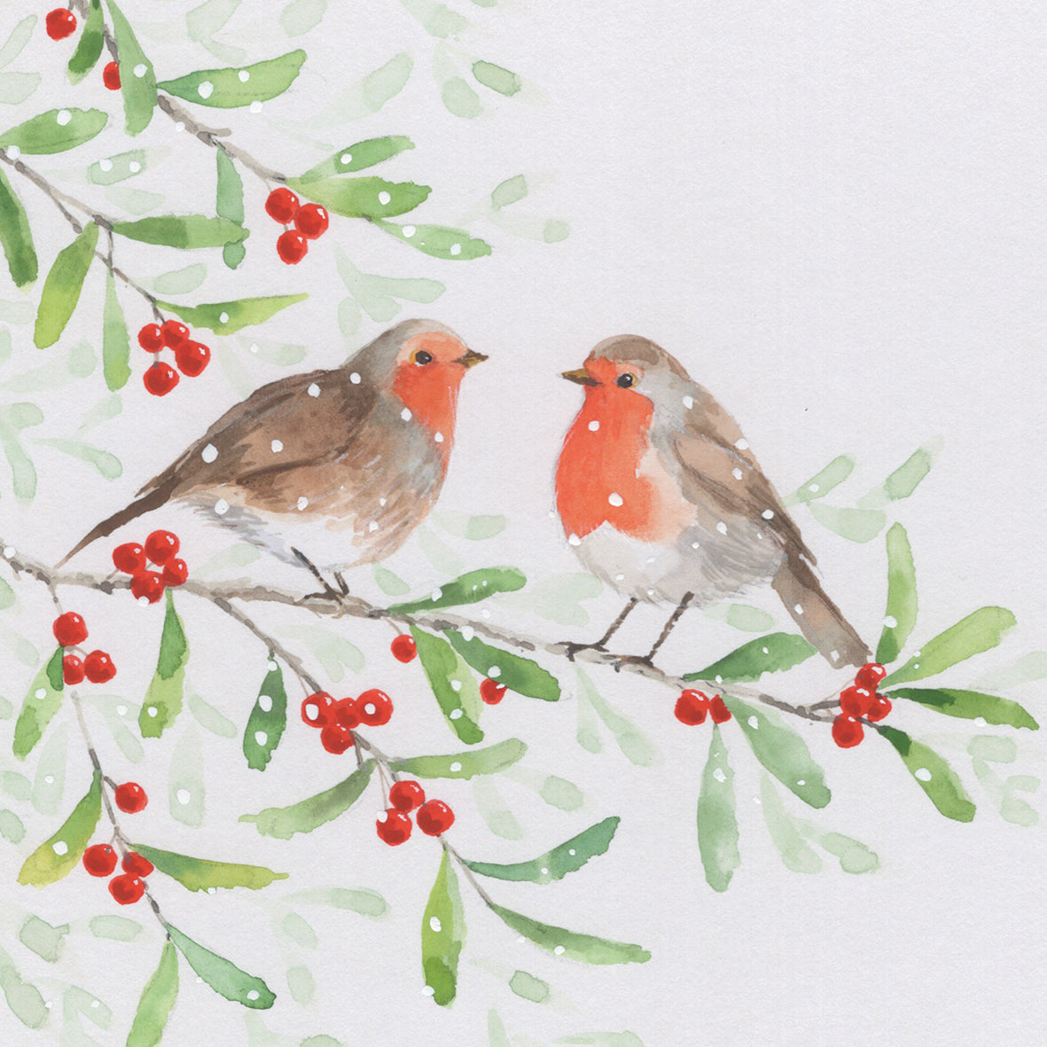 Help for Heroes Charity Christmas card with two festive robins together in the snow