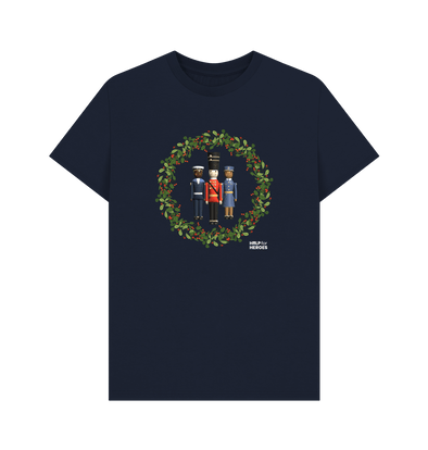 Navy Blue Heroes Christmas Characters T-shirt Navy