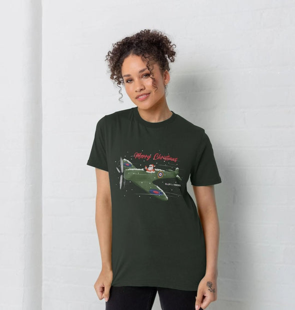 SANTA IN A SPITFIRE CHRISTMAS T-SHIRT DARK GREY