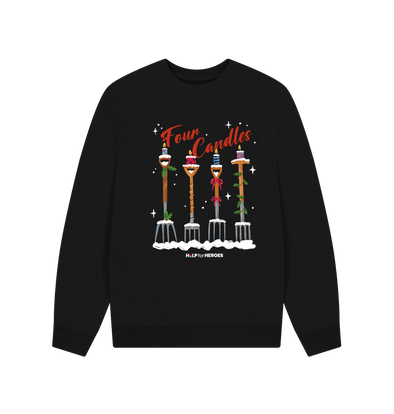 Black FOUR CANDLES CHRISTMAS SWEATSHIRT BLACK