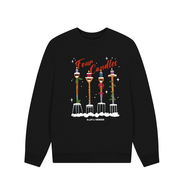 Black FOUR CANDLES CHRISTMAS SWEATSHIRT BLACK