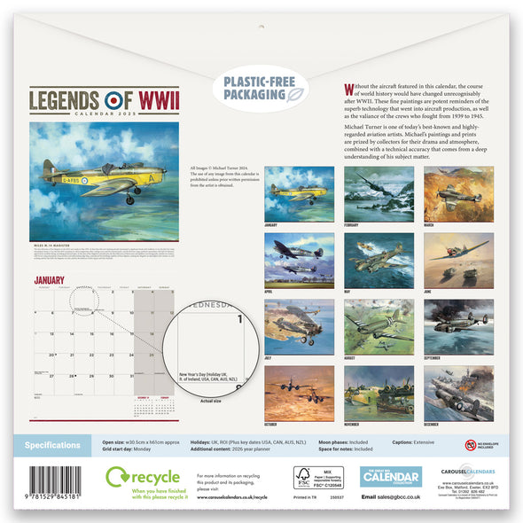 2025 Legends of WWII Month to View Calendar