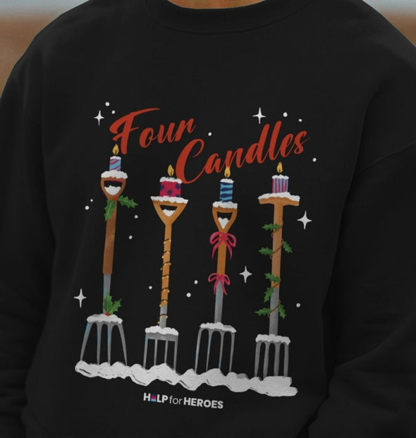 FOUR CANDLES CHRISTMAS SWEATSHIRT BLACK