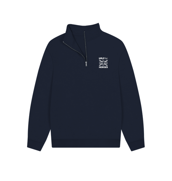 Navy Union Jack Branded 1\/4 Zip Sweatshirt Navy