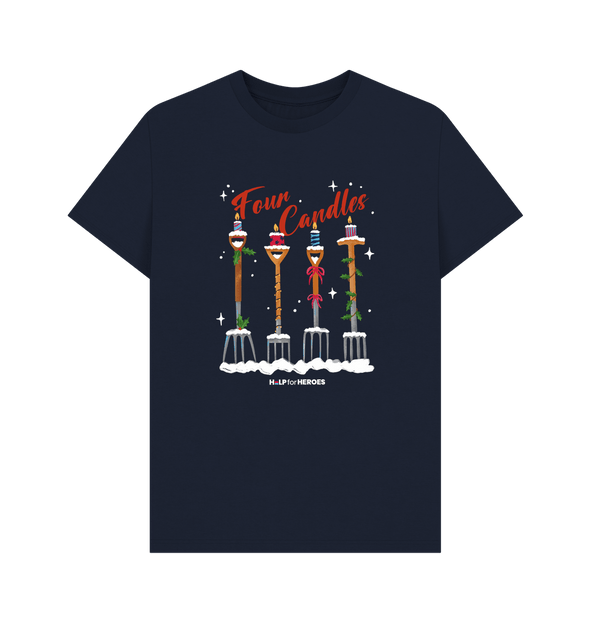 Navy Blue FOUR CANDLES CHRISTMAS TSHIRT NAVY