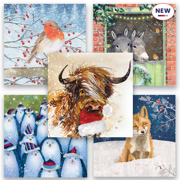 Animals Mixed Boxset Charity Christmas Cards- 20 Pack