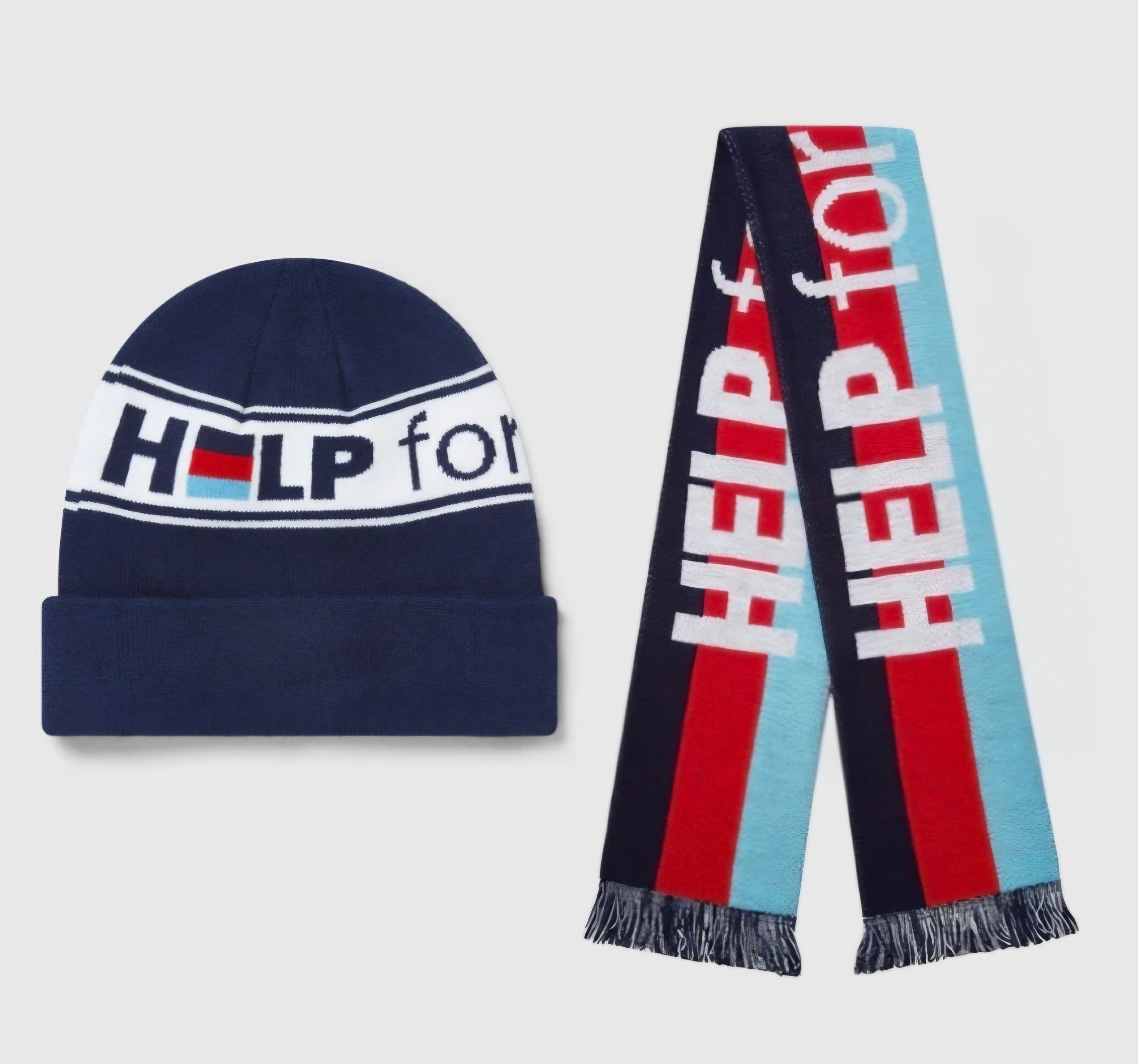 Help for Heroes beanie and tri colour stripe scarf value bundle set