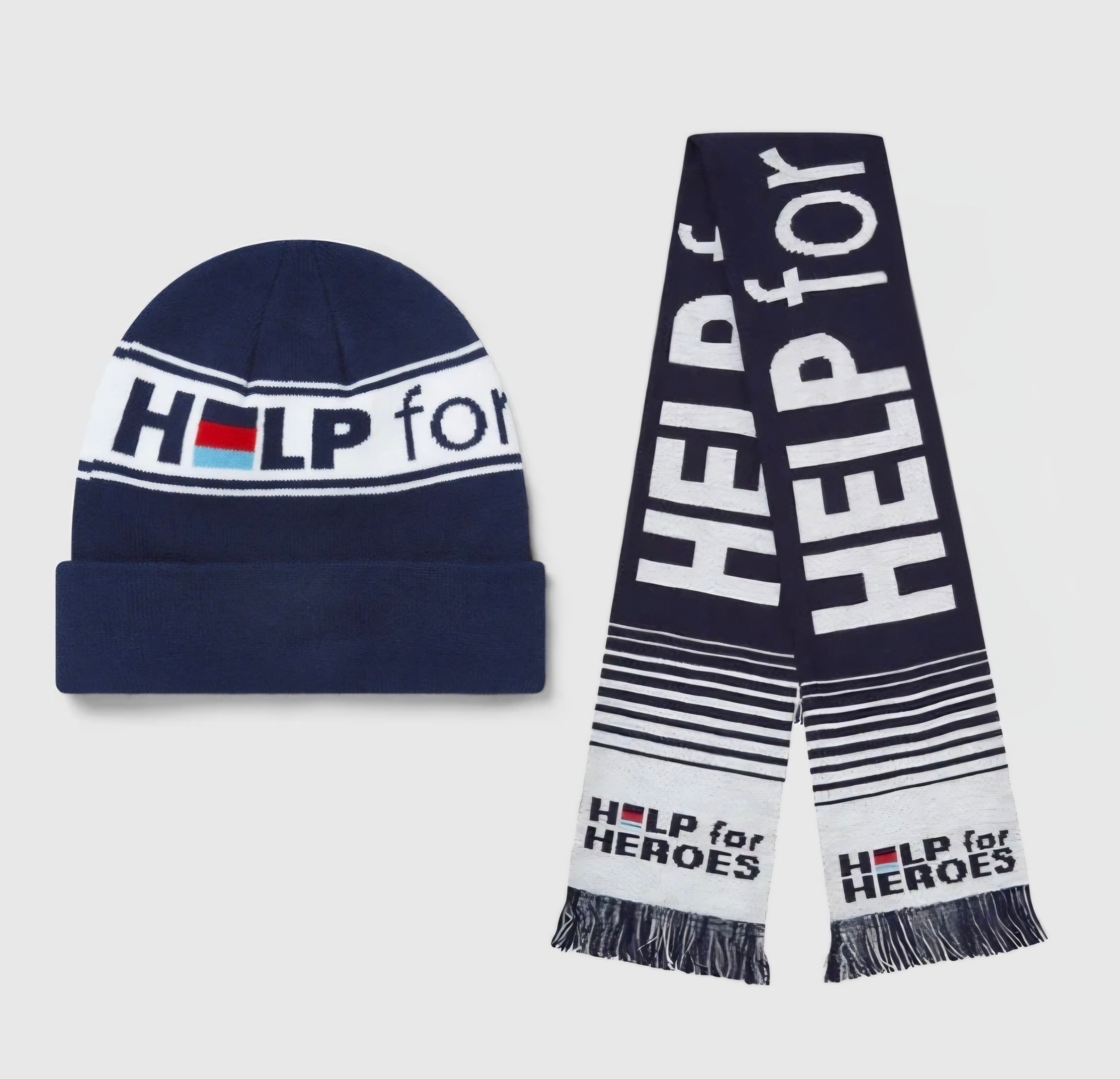 Help for Heroes Beanie and Navy Scarf value bundle set