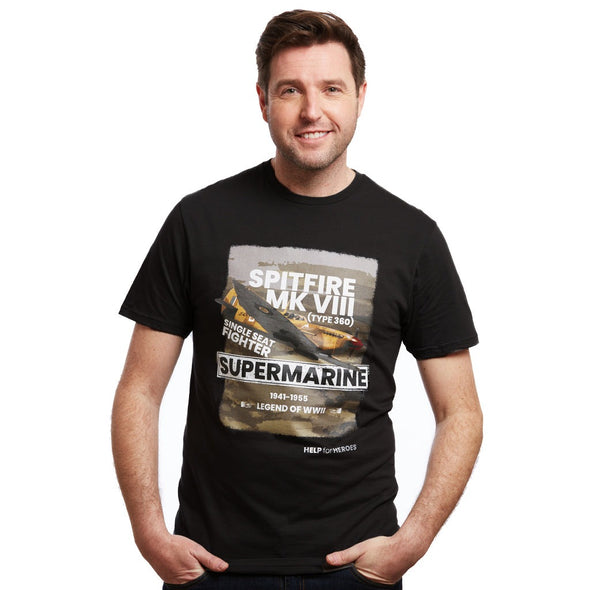 Help for Heroes Black Spitfire Supermarine T-Shirt