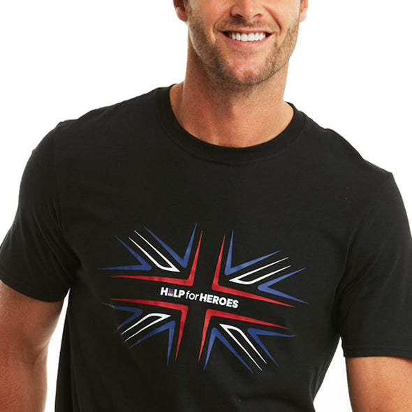 Help for Heroes Black Union Jack Outline T-Shirt