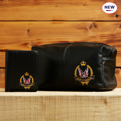 Help for Heroes Black Union Jack Wreath Wallet and Washbag