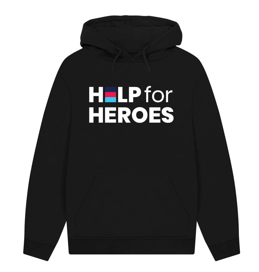 Black Help for Heroes Printed Logo Hoodie Front