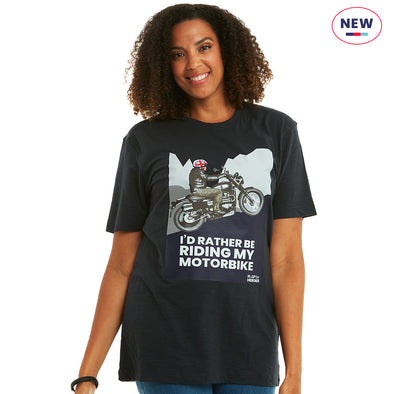Help for Heroes Blue Marl I'd Rather Be Riding My Motorbike T-Shirt