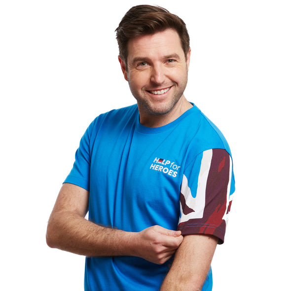 Help for Heroes Blue Union Jack Sleeve T-Shirt and Navy Union Jack Logo Baseball Cap Bundle