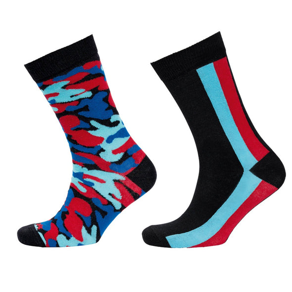 Help for Heroes Tri Colour Camo and Stripes Socks Twin Pack