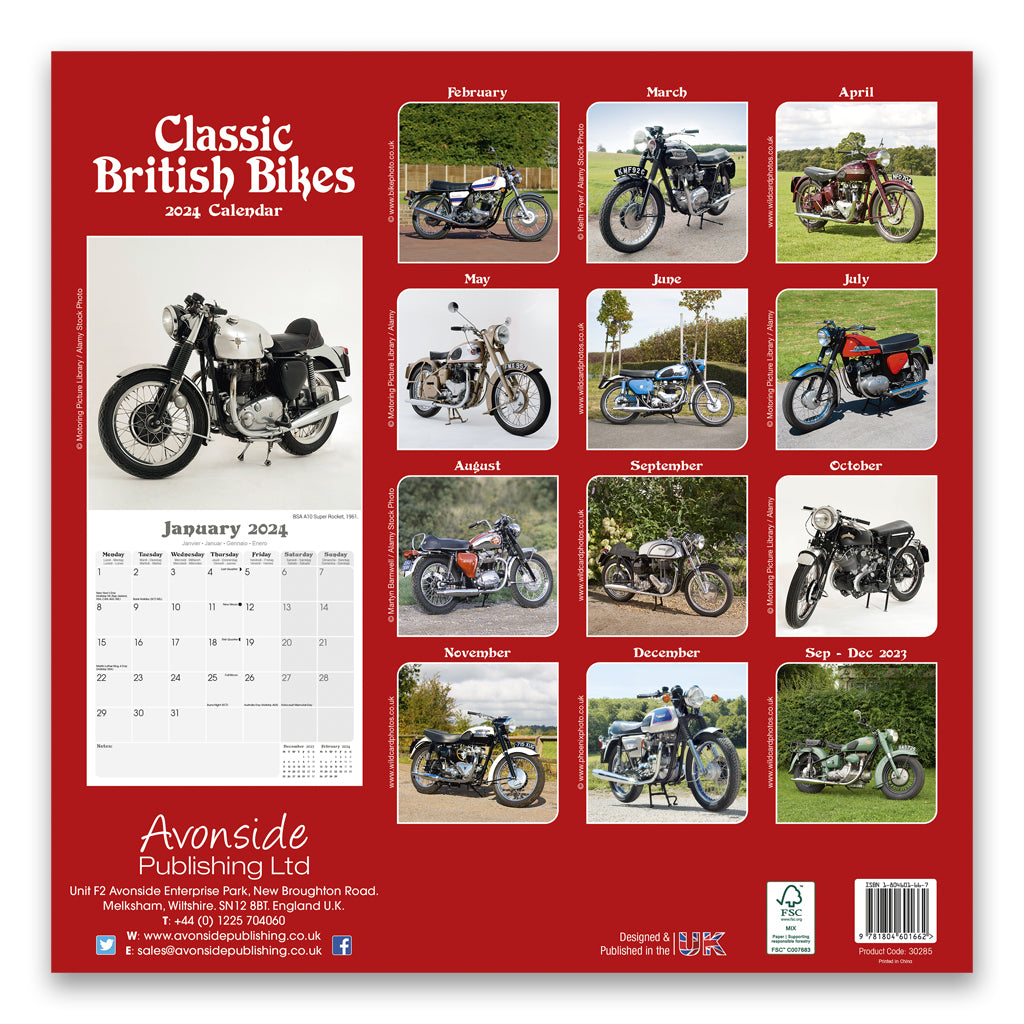Motorbike Month to View 2024 Calendar Help for Heroes