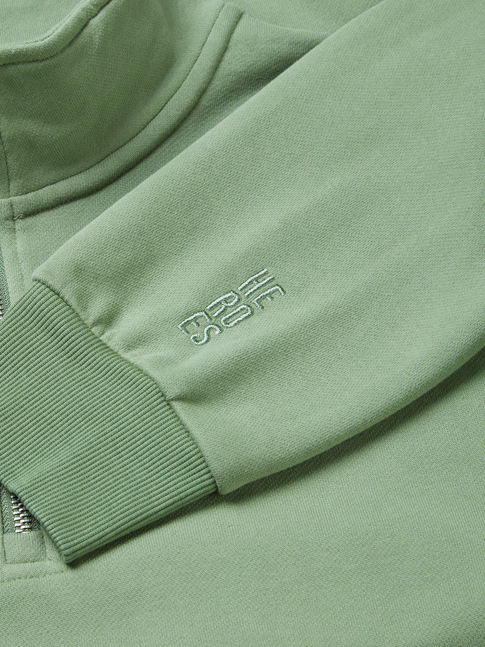 Unisex Essential Relaxed Heroes Half Zip Sweatshirt Washed Mid Green