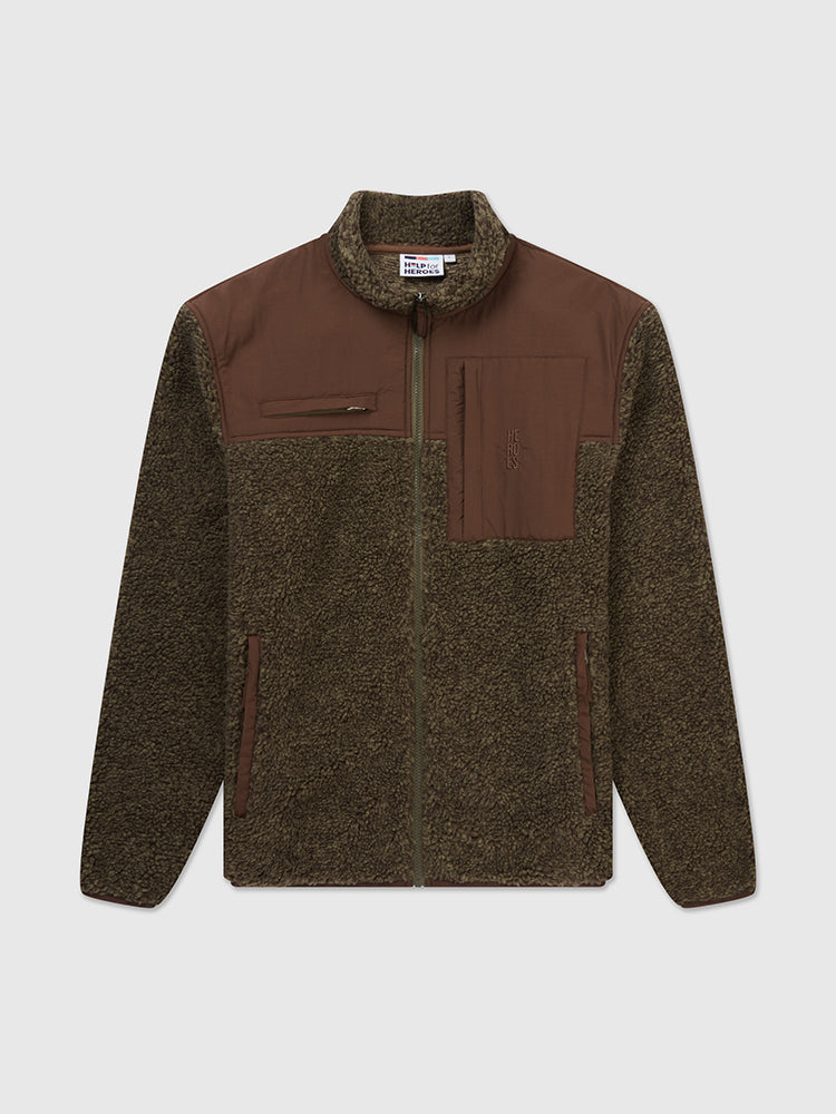 Flat lay image of brown help for heroes fleece