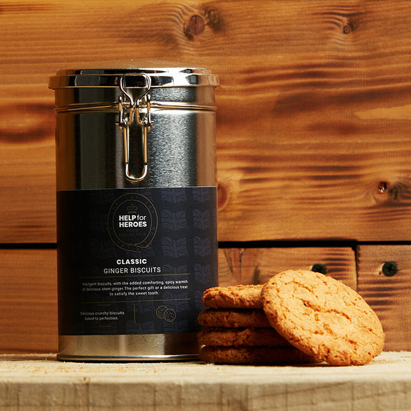 Help for Heroes Ginger Biscuits Tin and Birchall Tea Bundle