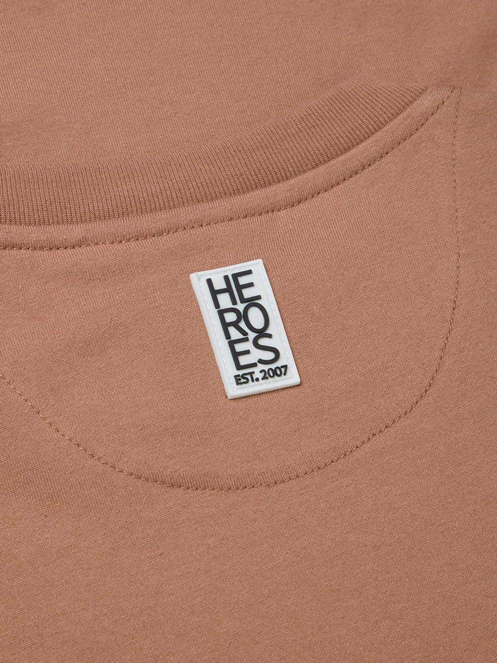 Unisex Heroes Patch Crew Neck T-Shirt Mocha