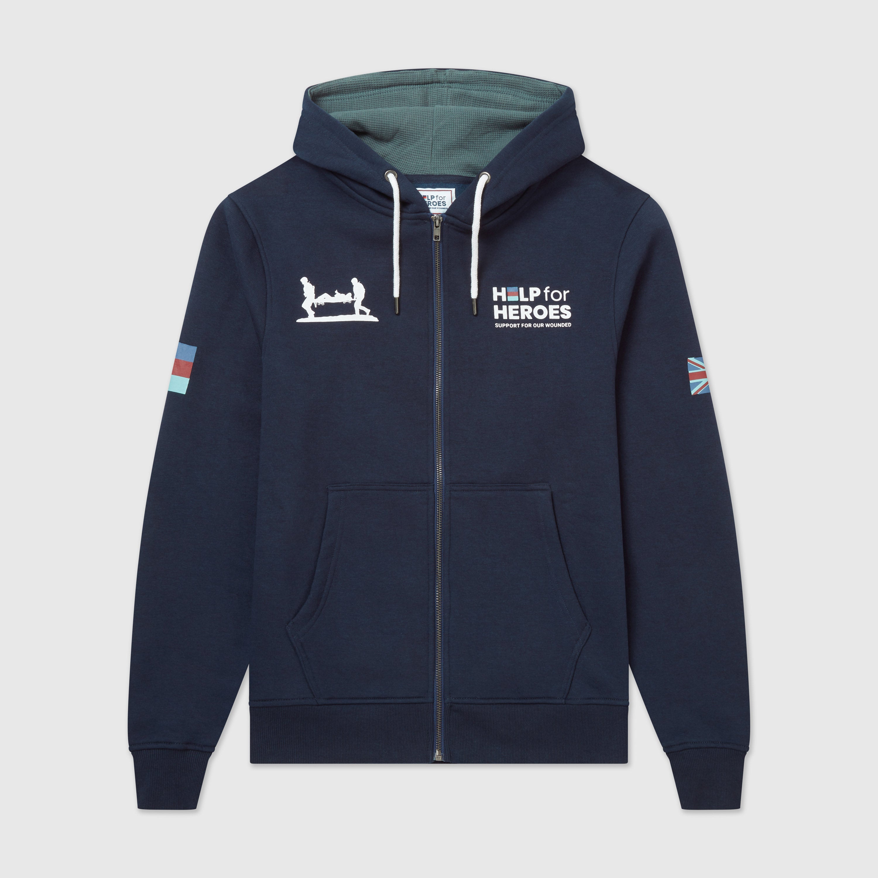 Heritage Zipped Hoodie in Navy