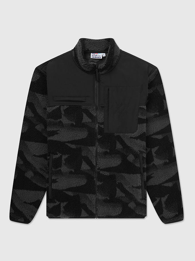 Help for Heroes heavyweight fleece jacket in grey camo