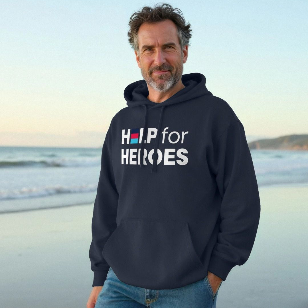 Man wearing a Navy Help for Heroes Hoodie