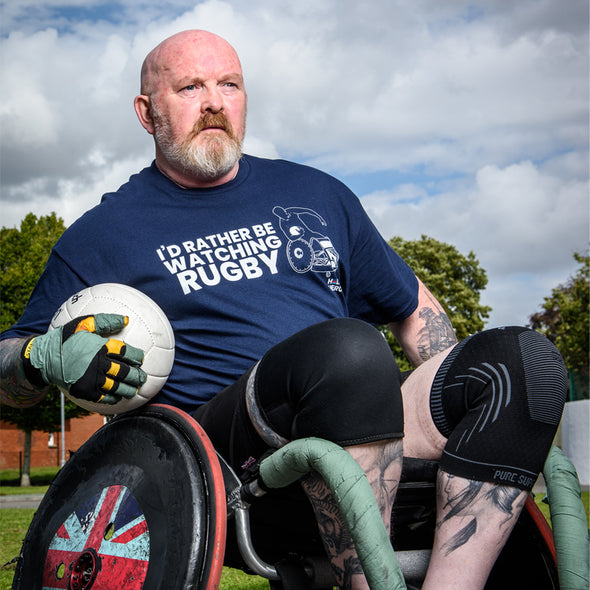 Help for Heroes Navy I'd Rather Be Watching Wheelchair Rugby T-Shirt