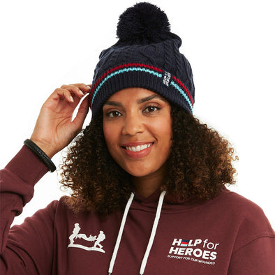 Help for Heroes Navy Cable Knit Bobble Hat