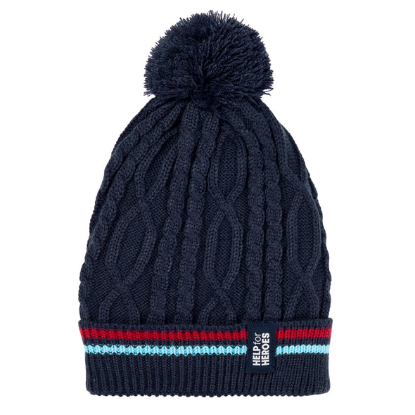 Help for Heroes Black Heritage Pullover Hoody and Navy Cable Knit Hat Bundle
