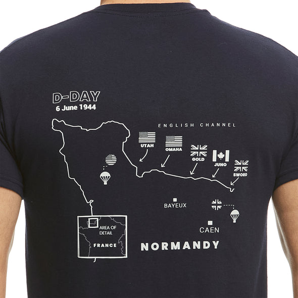 Help for Heroes Navy D-Day Commemorative Map Print T-Shirt