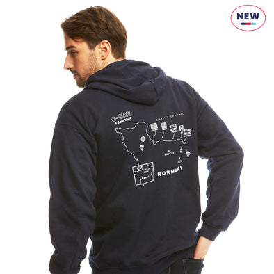Help for Heroes Navy D-Day Commemorative Map Print Zipped Hoody