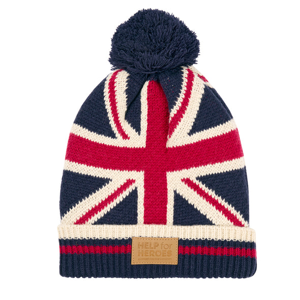 Help for Heroes Navy Heritage Pullover Hoody and Union Jack Bobble Hat Bundle