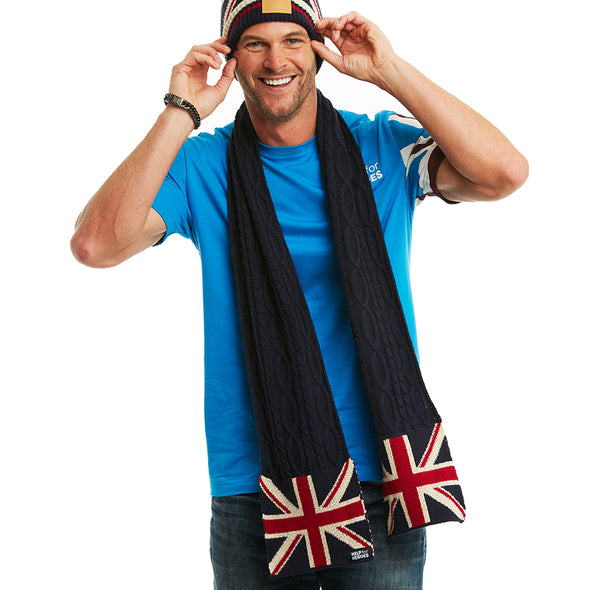 Help for Heroes Navy Union Jack Cable Knit Scarf
