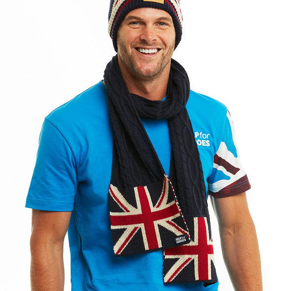 Help for Heroes Navy Union Jack Bobble Hat and Scarf Bundle