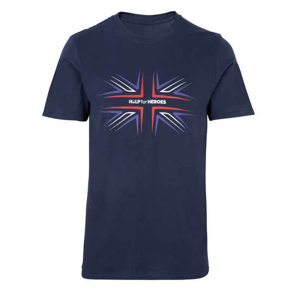 Help for Heroes Navy Union Jack Outline T-Shirt