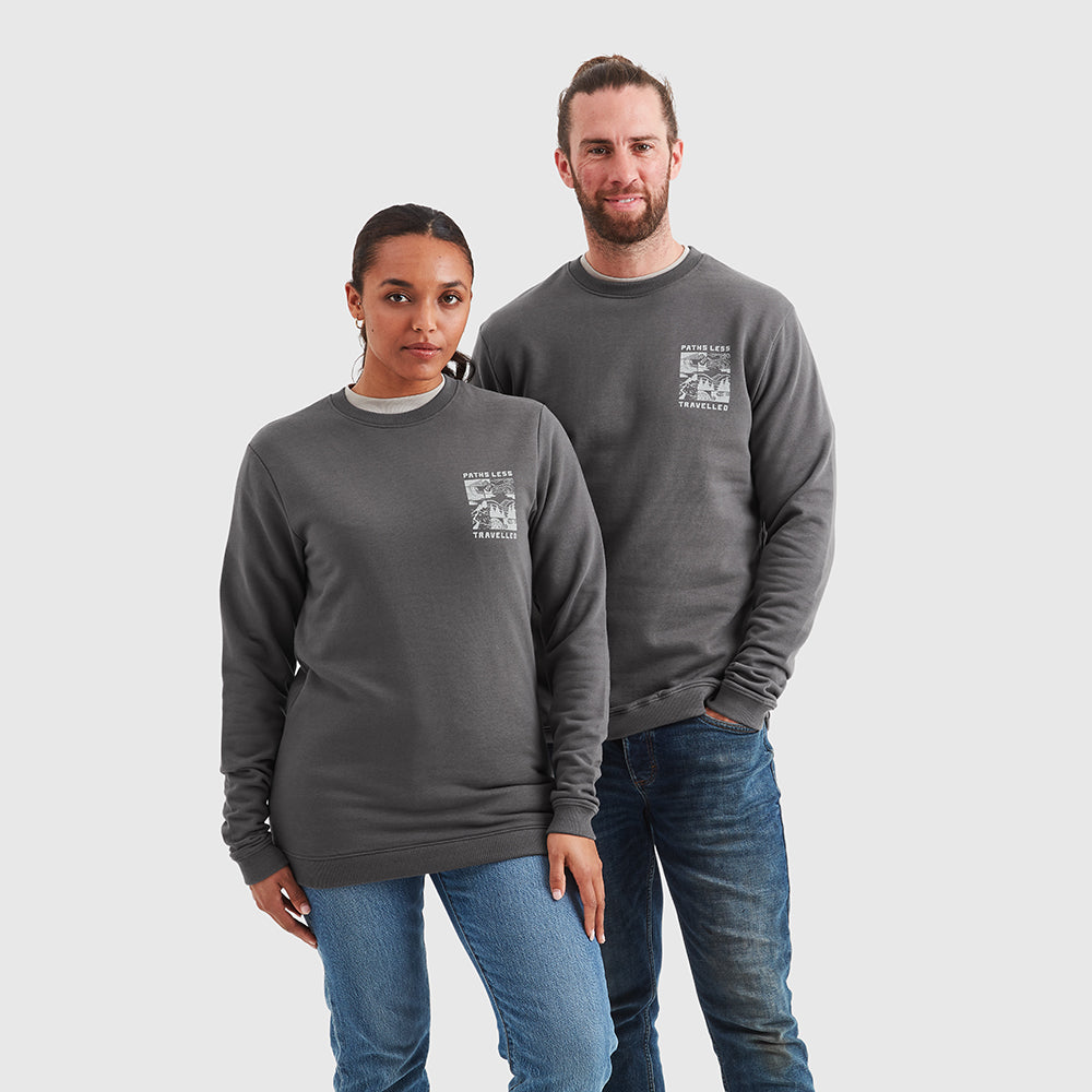 Unisex Paths Less Travelled Printed Sweatshirt Slate Grey