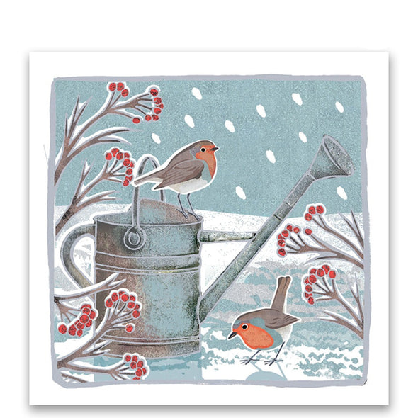 Help for Heroes Robins and Watering Can Charity Christmas Cards - Pack of 10