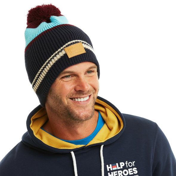 Help for Heroes Tri Stripe Rib Knit Bobble Hat