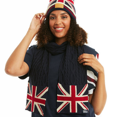 Help for Heroes Navy Union Jack Cable Knit Scarf