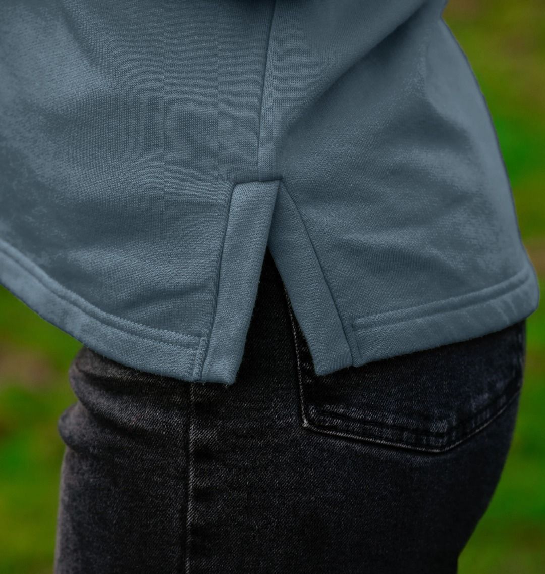 Side split detail on Women's Help for Heroes Logo Hoodie in Stone Blue