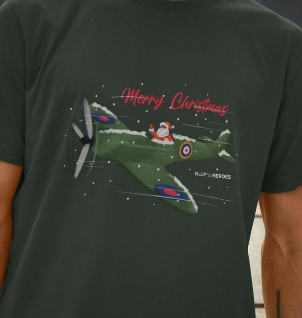 SANTA IN A SPITFIRE CHRISTMAS T-SHIRT DARK GREY