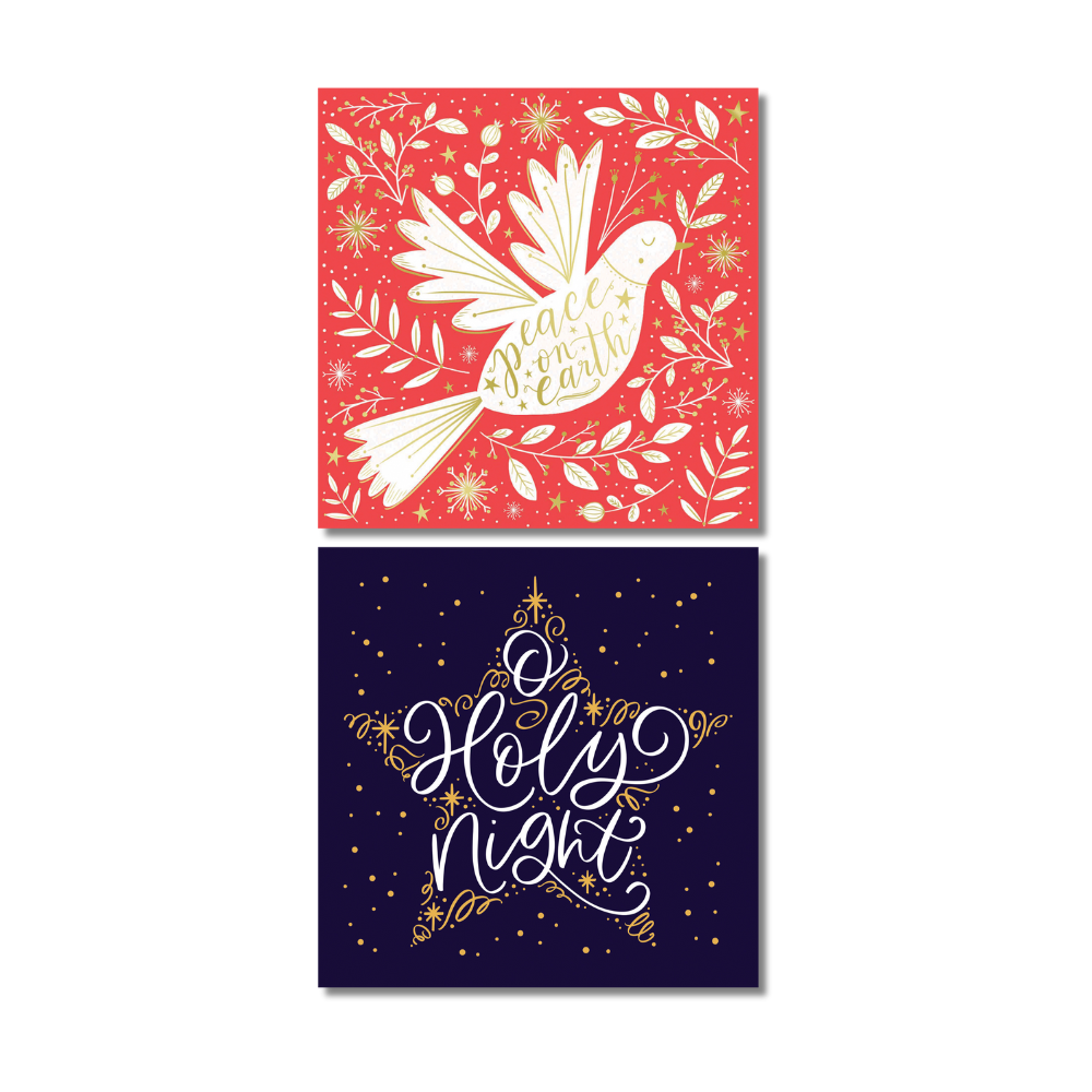 Help for Heroes Christmas cards featuring festive dove and star designs to spread peace