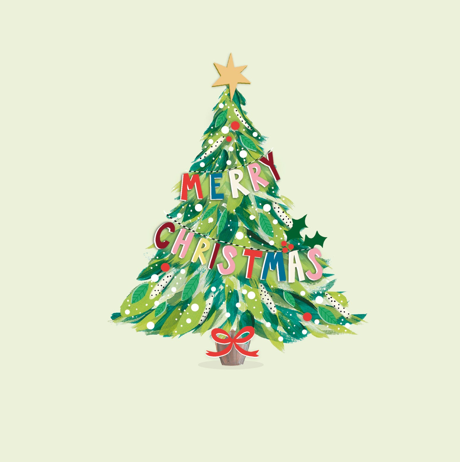 Help for Heroes Charity Christmas card featuring an Xmas tree decorated with Merry Christmas