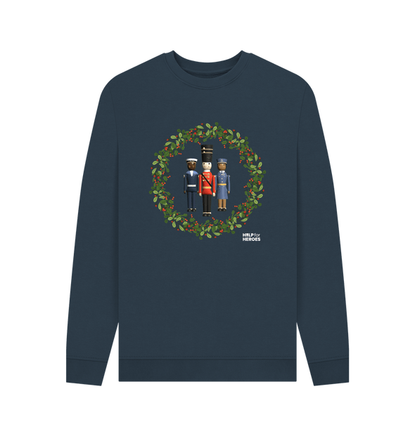 Navy Blue Heroes Christmas Characters Crew Neck Sweatshirt